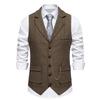 Men's Suit Vest Fashion Turn-Down Collar Pockets Suit Vests England Style Smart Casual Vintage Gentleman Leisure Party Waistcoat