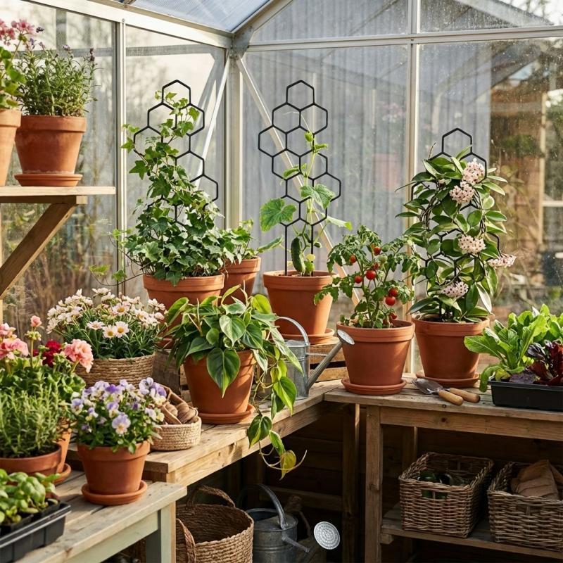 2pcs Honeycomb Plant Climbing Trellis Indoor Garden Support Rods Rust-Resistant Plastic Stake Gardening Accessories
