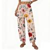 Womens Loose Drawstring Wide Leg Pants 2025 Summer Elastic Waist Casual Straight Leg Floral Print Lounge Trousers With Pockets