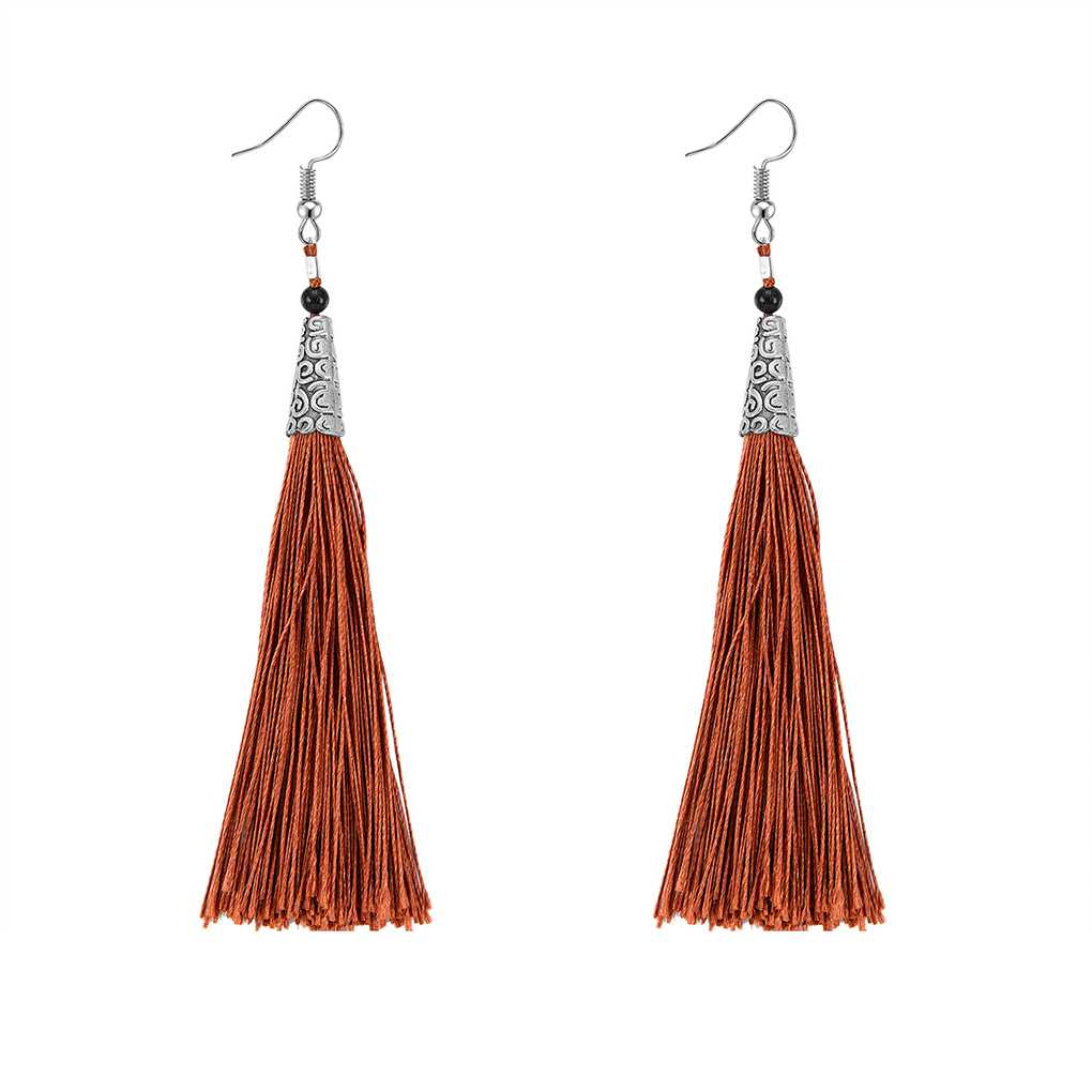 

Women Fringe Earrings Female Boho Eardrop Long Dangle Office Lady Bohemia Tassel Ear Hook