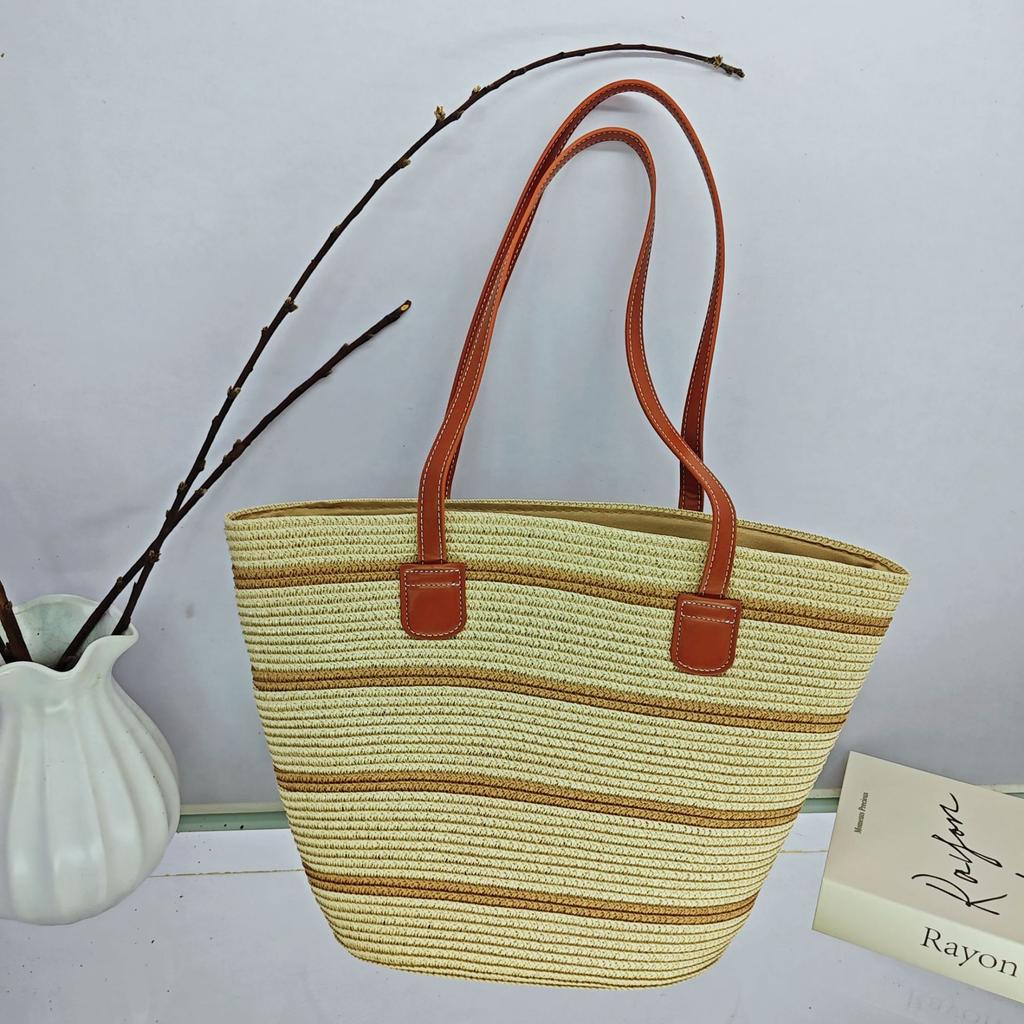 Strohtasche Damen Sommer Rattan Tasche Tragetasche Wind Schulter Strandtasche Nische Literarisch Neu