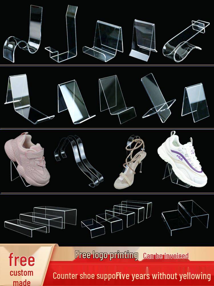 

Прозорий акриловий U-подібний стенд для демонстрації взуття для дитячих, чоловічих та жіночих повсякденних спортивних взуттєвих Free Customization