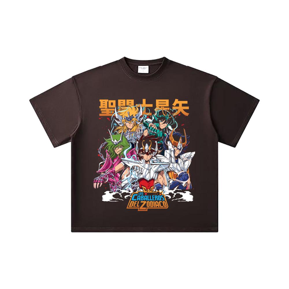 260 GSM Double Yarn 32 Count 100% Cotton Saint Seiya V1 Print Unisex Heavy Cotton T Shirt