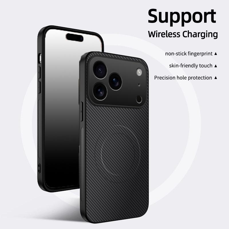 

Luxury Solid Color Matte Carbon Fiber For Magsafe Magnetic Wireless Charging Phone Case For iPhone 17 Pro Max Air Bumper Cover iPhone17