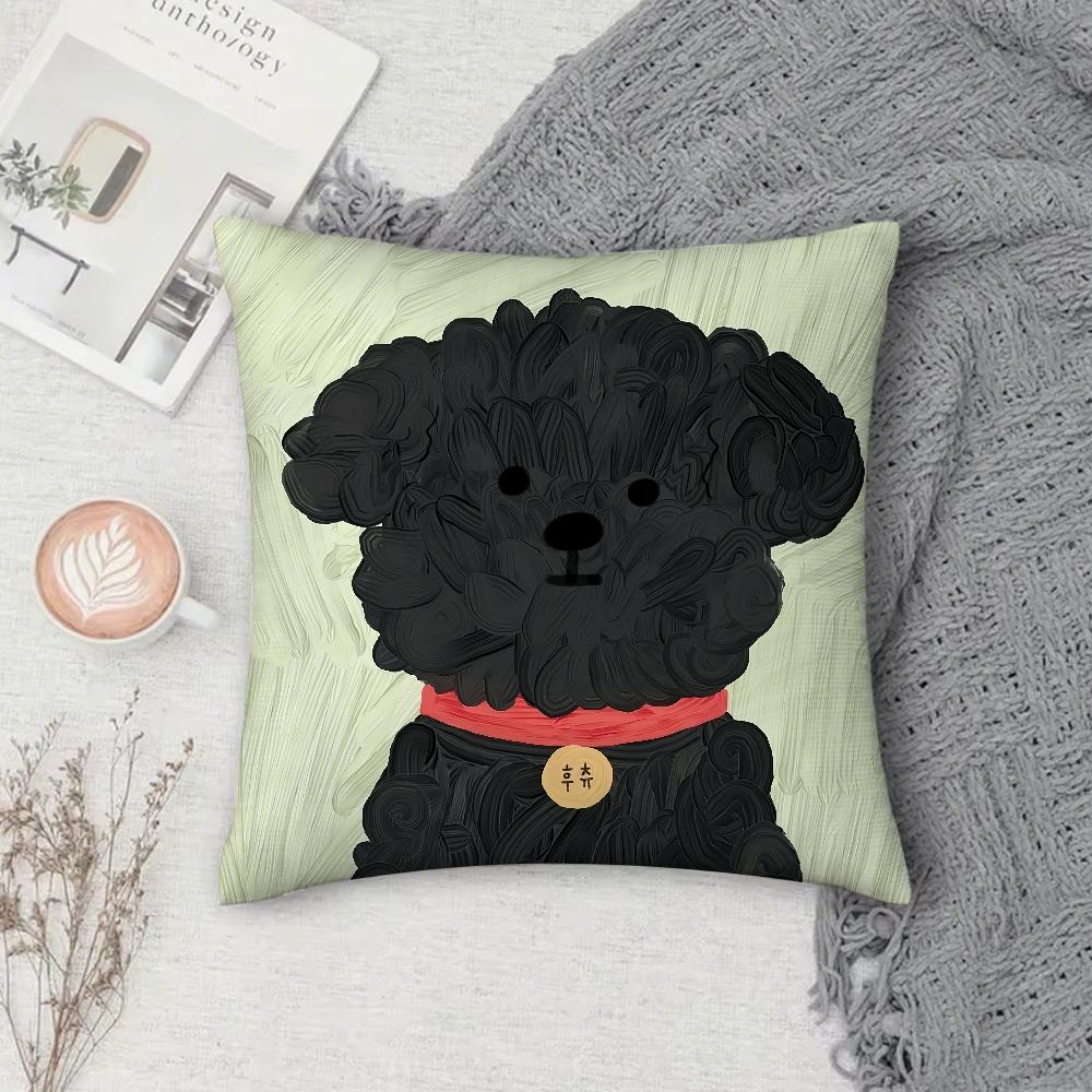 Dog Cute Sherry Small Puppy Pillow Case Square Double-Sided Printing Sofa Cushion Cover Pillowcase Bedroom Bedside