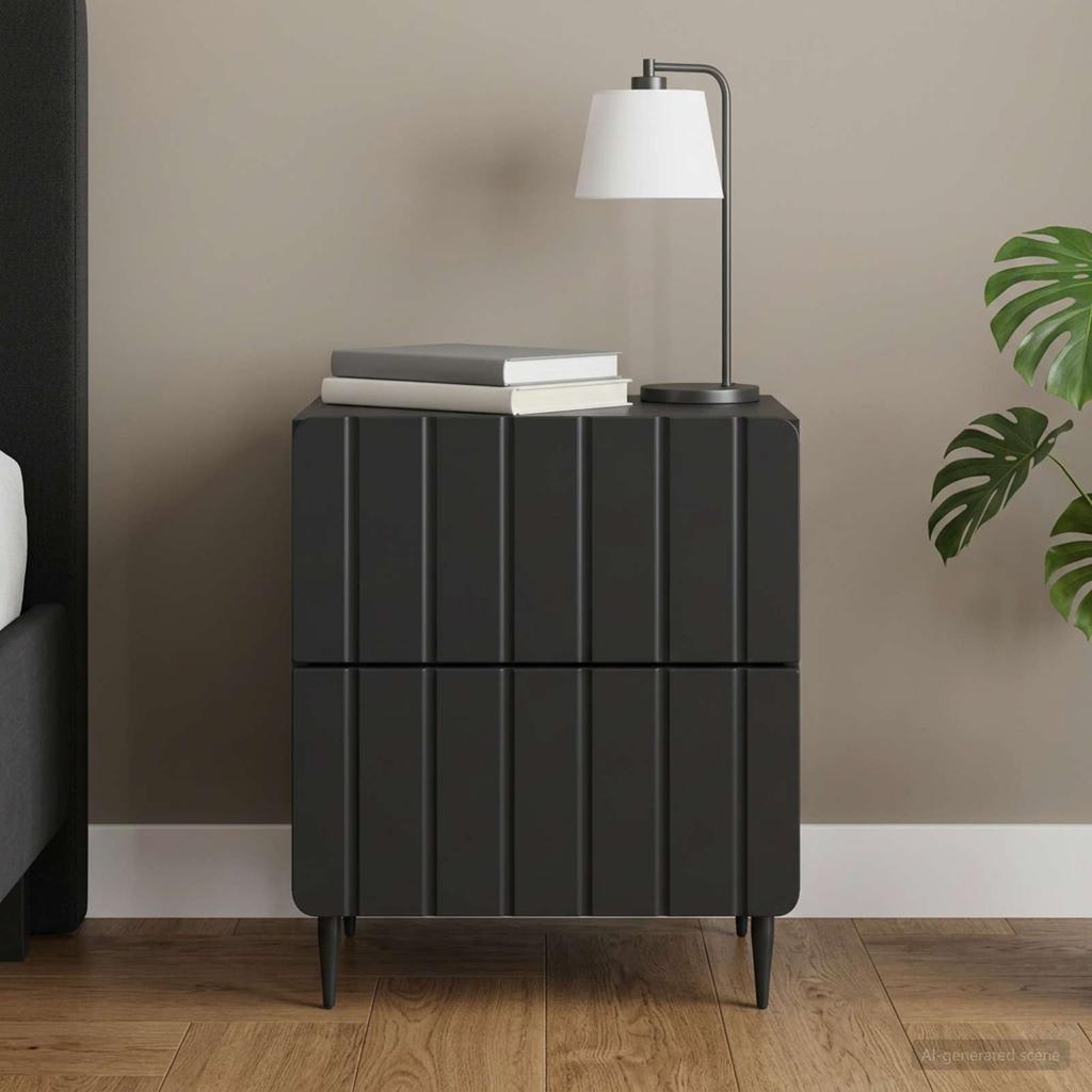 Nightstand Black 43 x 34.5 x 49.5 cm Engineered Wood