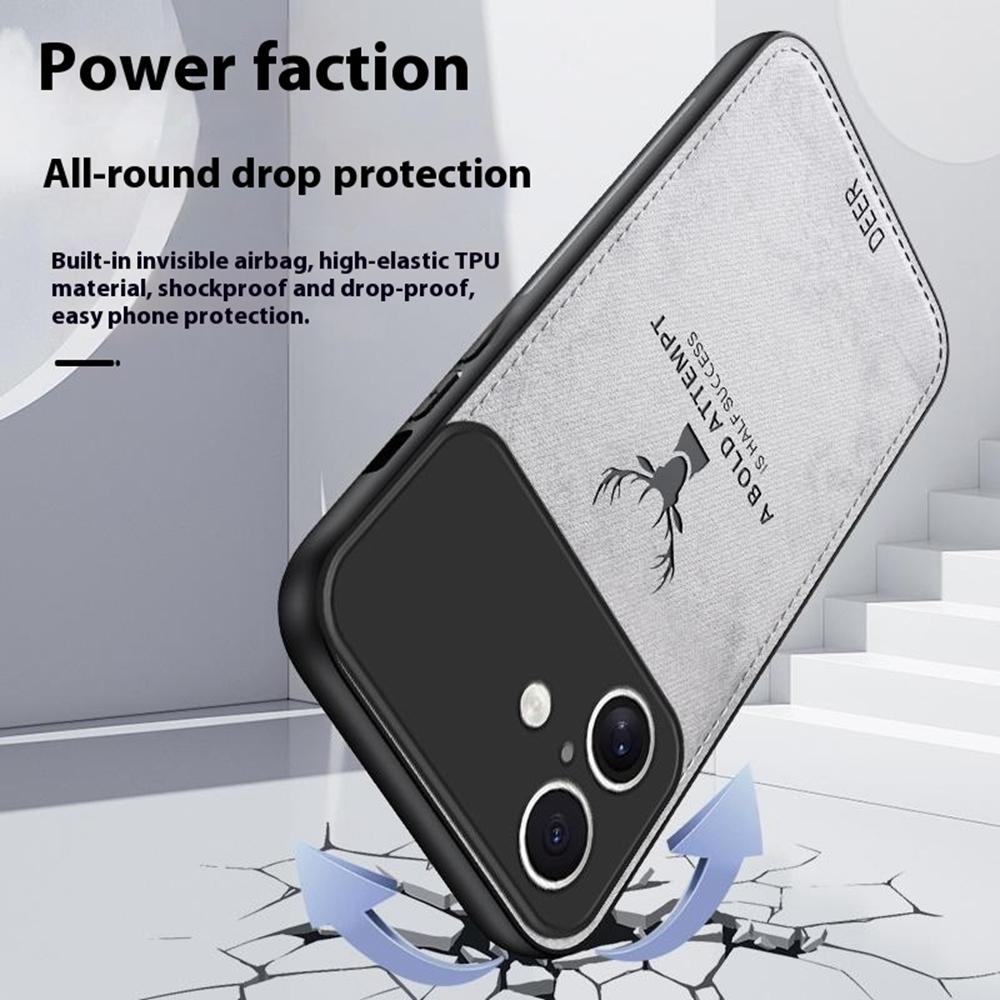 Coque pour iPhone 17 Motif Cerf Texture Tissu PU + PC + TPU Housse de Téléphone