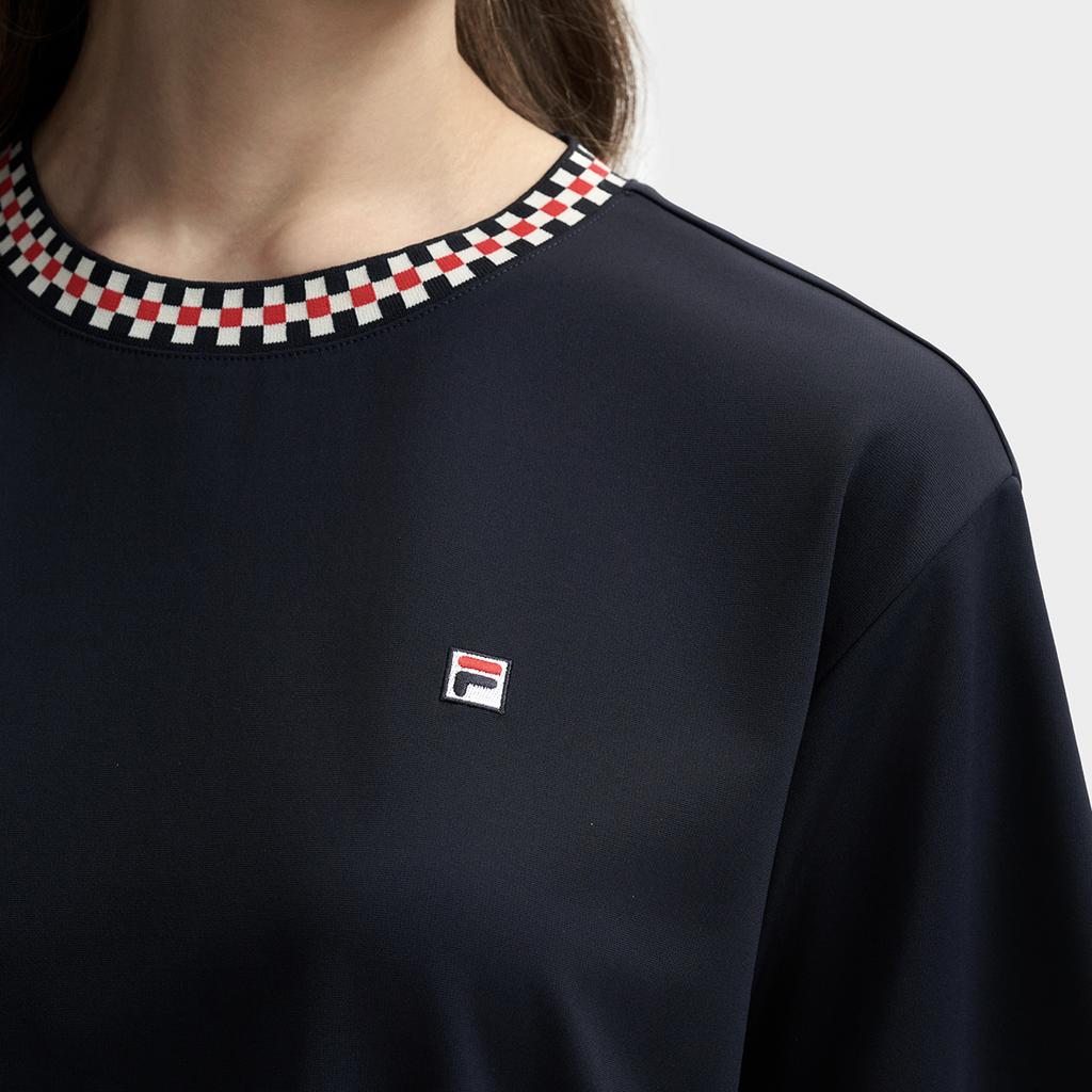 Fila Modern Heritage  Dna French Chic Simple Checkered Fashion T-Shirt Women Tops Legendary-Blue F11W431106FNV