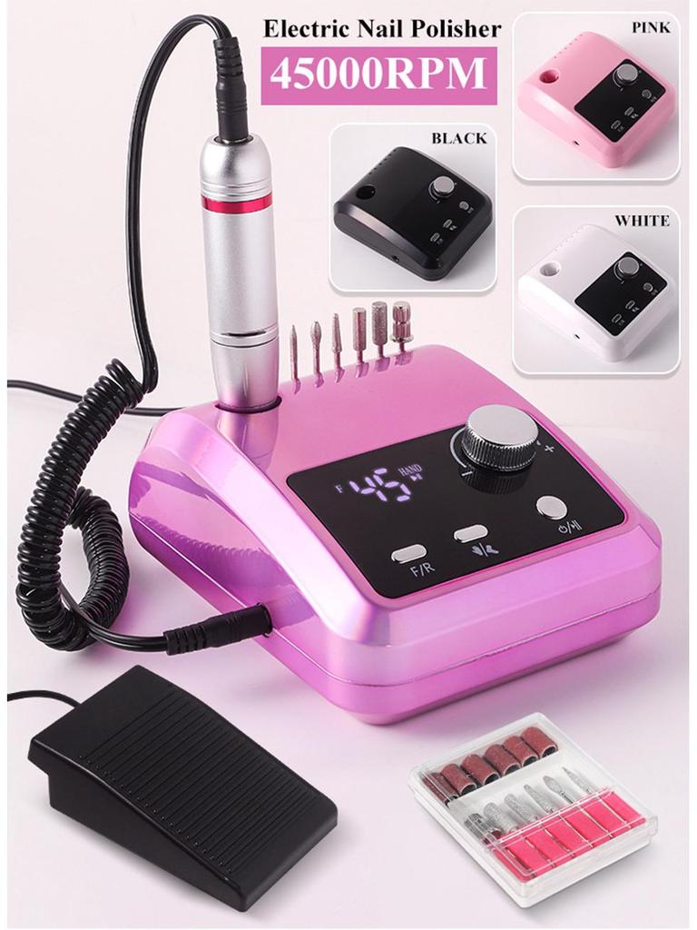 Lightweight Electric Nail Drill 204: 45000 RPM for Manicure, Nail Removal & Polishing