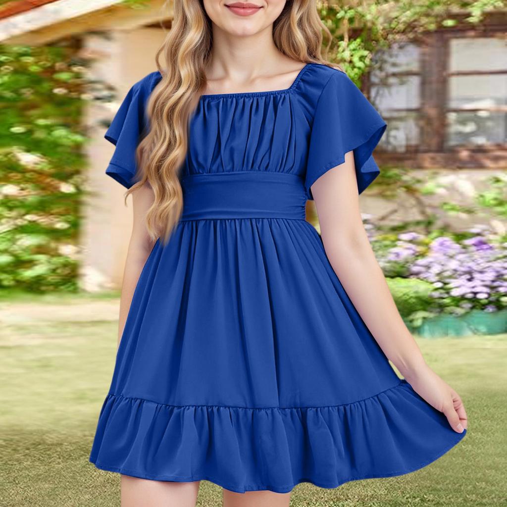 Girls' Summer Dress - Off Shoulder Ruffle Sundress
