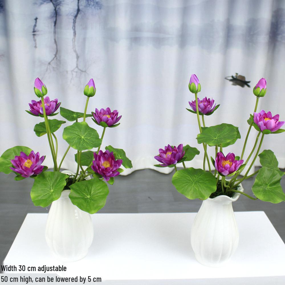 Artificial Silk Lotus Flower Ornament for Buddha Altar - Decorative Bonsai Guanyin Flower