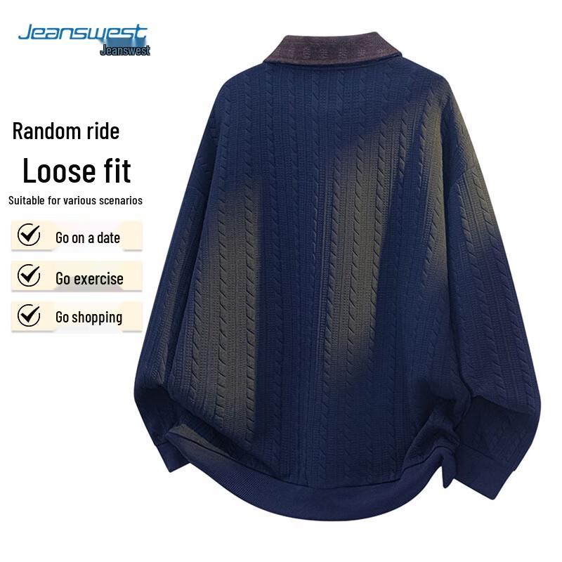 JEANSWEST Unisex Heavyweight Long-Sleeve Polo Sweatshirt