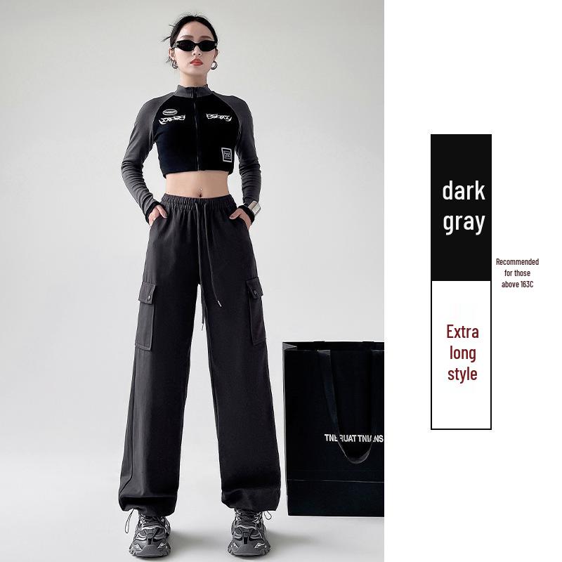 

2025 Autumn Women s Wide Leg Cargo Pants: Casual, Straight Leg, Four-Buckle, Loose Japanese Style Small