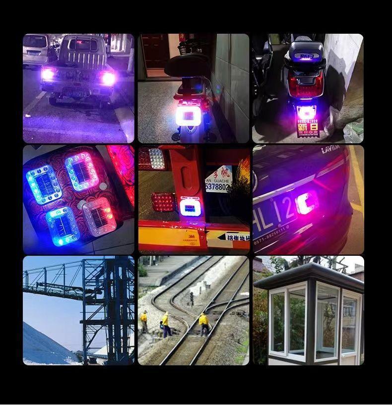 2PCS Solar Car Light Shockproof LED Truck Warning Signal Lamp No Wiring Solar Flash Light Vehicle Anti Rear End Collision Lamp