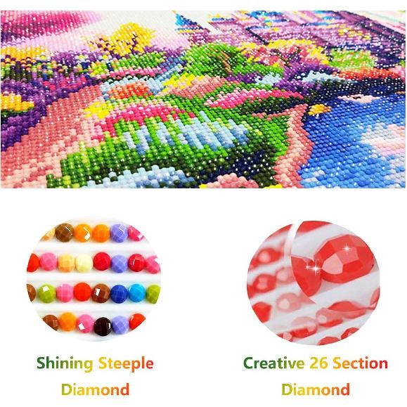 Diymood DIY 5D Diamond Painting Kits for Adults Purple Woods Waterfall - Diamond Art Kits for Adults | Full Drill Round | Crystal Mosaic Picture |