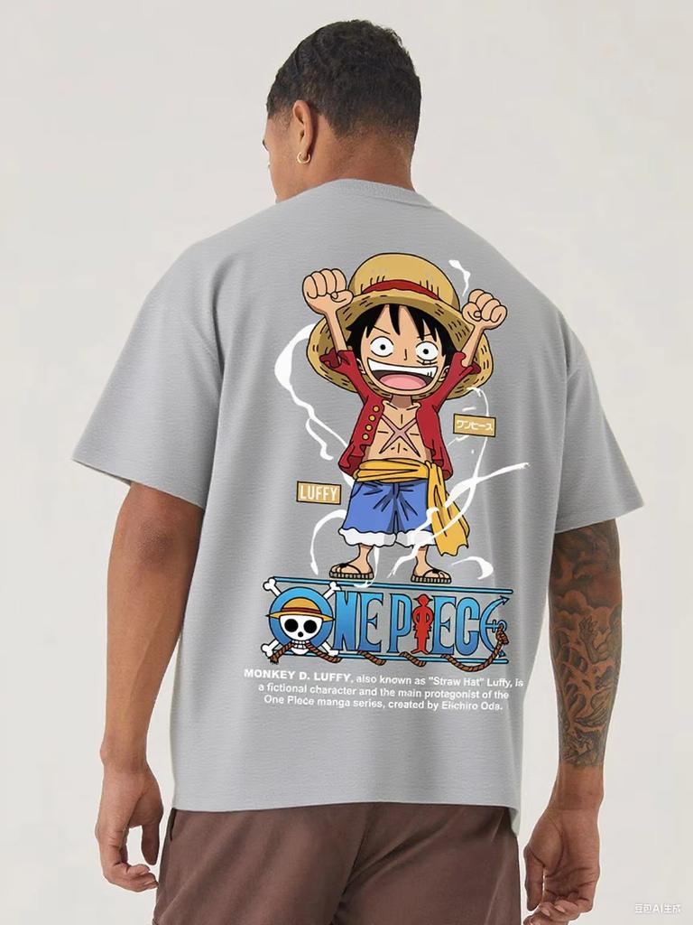 Oversized Anime Men Women T Shirt One Piece Luffy Streetwear Gym Workout Short Sleeves Graphic Tee Loose Casual Tops Summer Y2k