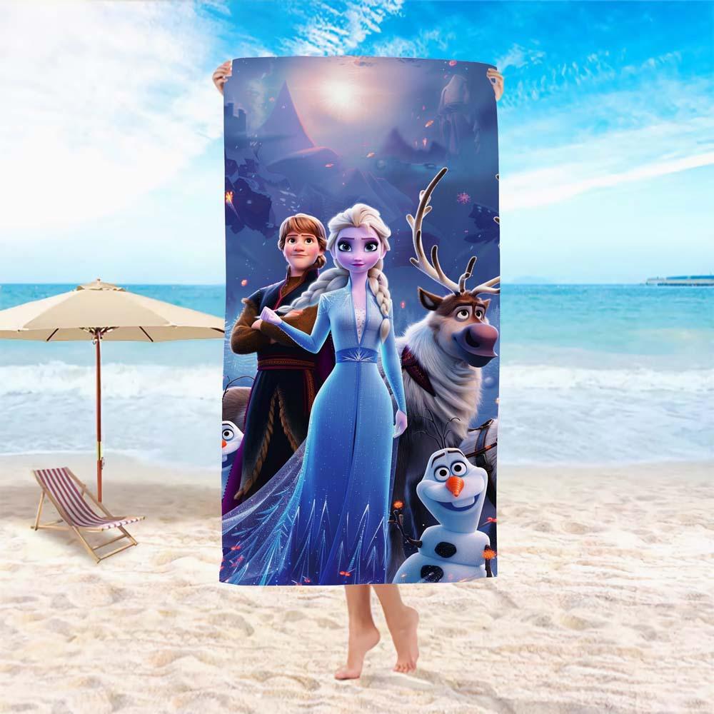 Princess Style Cartoon Printed Microfiber Beach Towel Soft Water Absorbent Bath Towel For Girls