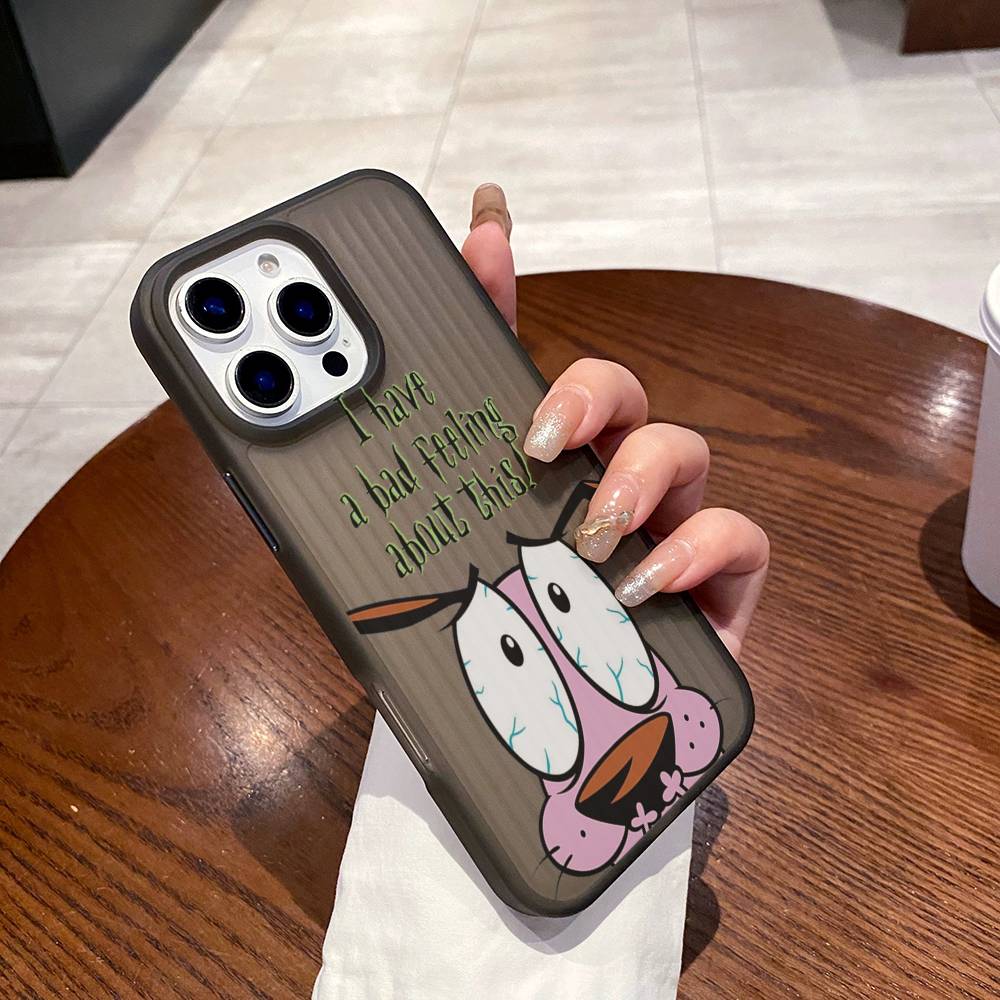 

Courages Cowardly Dog Phone Case Corrugated Pattern Phone Case For iPhone 17 Air 16 15 14 13 12 11 Plus Pro Max Matte Cover iPhone 13
