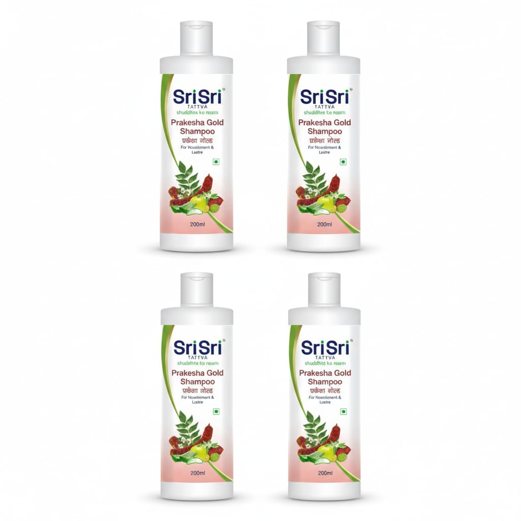 Sri Sri TATTVA Prakesha Gold Shampoo 200 ml X Pack of 4 For Hair Nourishment & Lustre