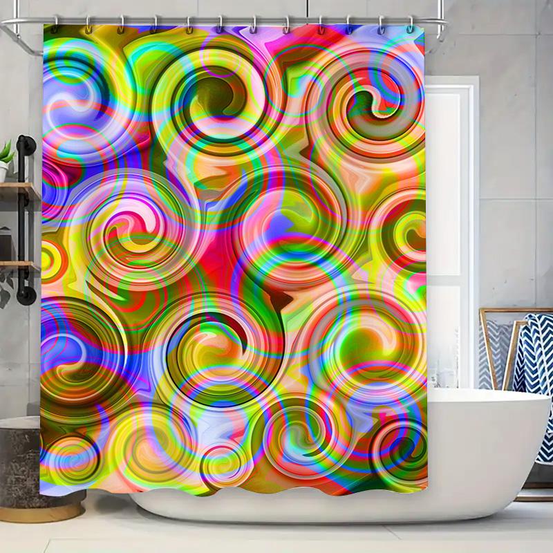 Vibrant Abstract Shower Curtain Waterproof Non-toxic Unique Design for Bathroom Decorations