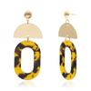 Retro Simple Acetic Acid Leopard Print Earrings Women, Temperament Versatile Geometric Oval Splicing Earrings Stud Earrings