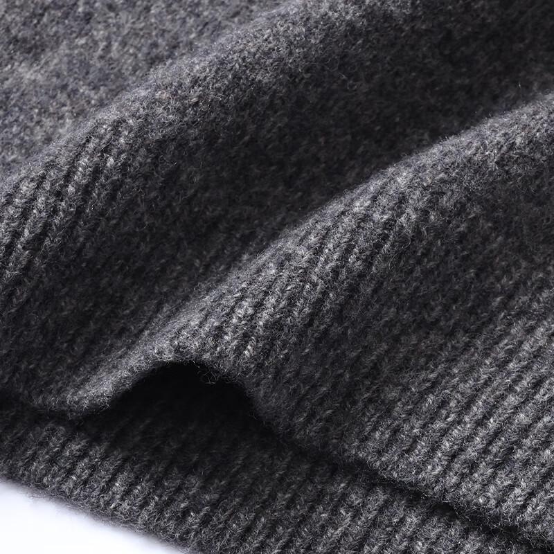 Hengyuanxiang Men's Thick Pure Wool Round Neck Sweater