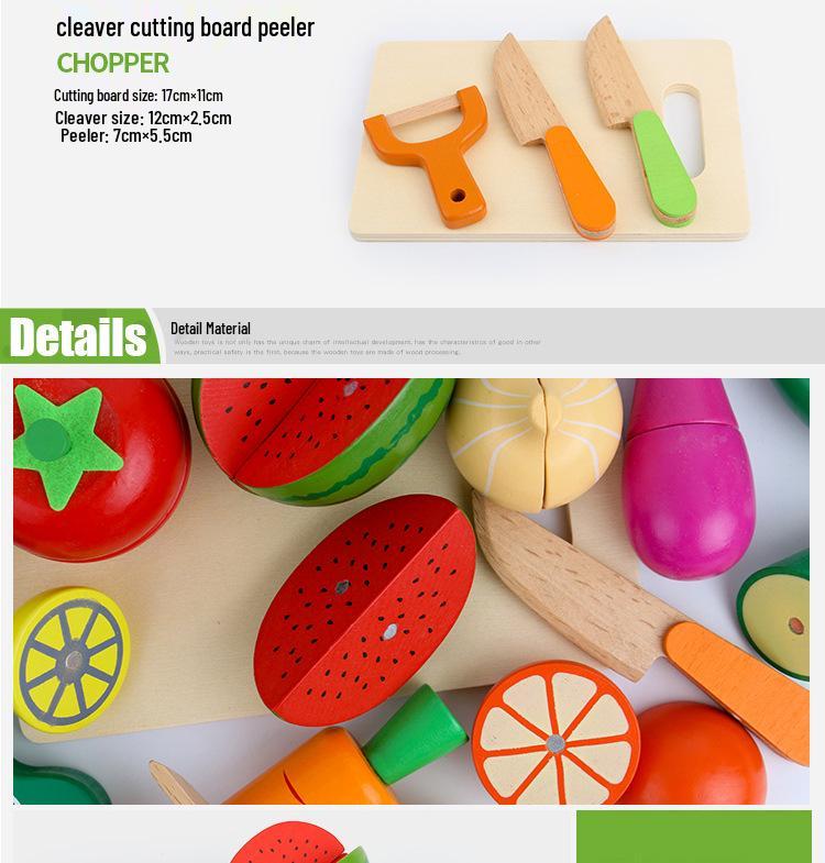 Qie Qie Le Kids' Educational Wooden Kitchen Toy Set: Magnetic Fruits & Vegetables for Ages 4-6