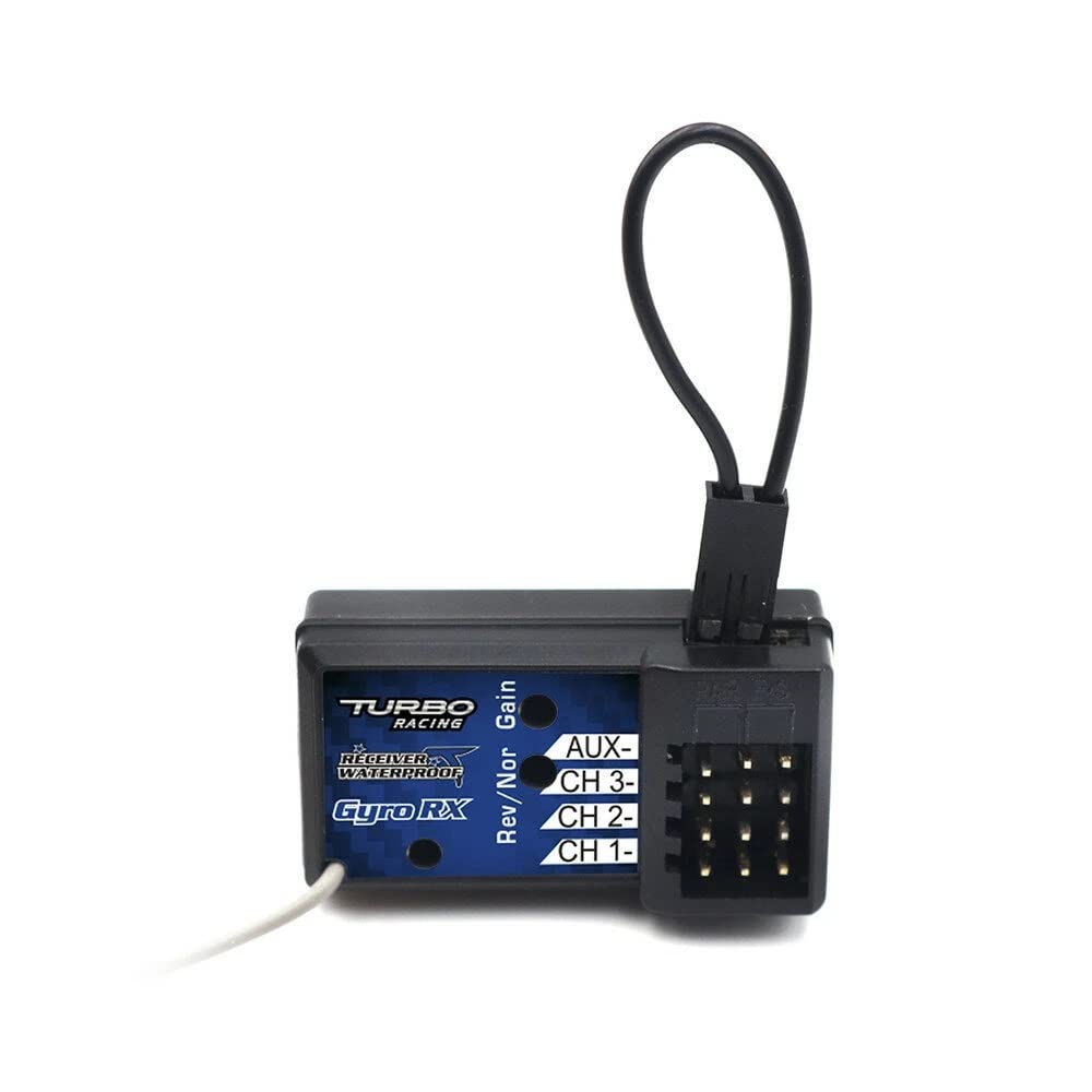 Turbo Racing 2.4GHz Receiver, 4-Channel Receiver with Gyro, Compatible with P52/P32/P62, RX49, Waterproof