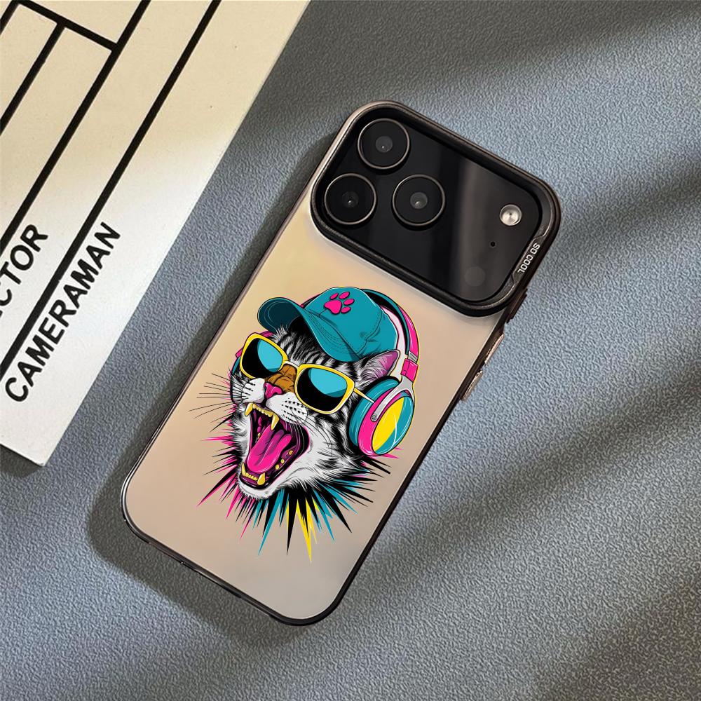 Cute Cat and Dog Phone Case For iPhone 17 16 15 14 13 12 11 Pro Max Air Matte Laser Aurora Shockproof Funda