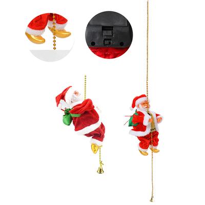Climbing Santa Christmas Ornament Battery Operated Climbing On Beads Musical Moving Figure Xmas Decoration For Home Party