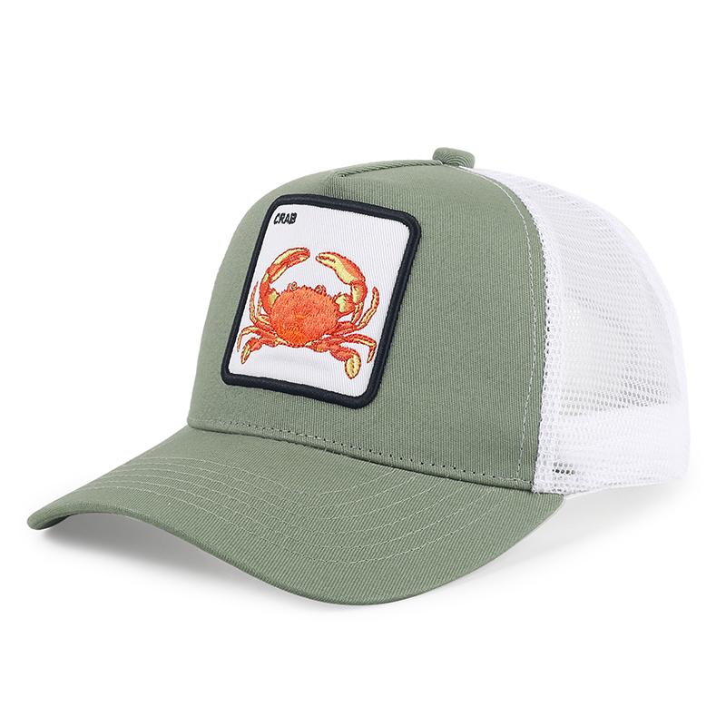 Neu Männer Frauen Farbblock Stickerei Cartoon Marine Tiere Baseball Hüte Persönliche Atmungsaktive Trucker Cap Mesh