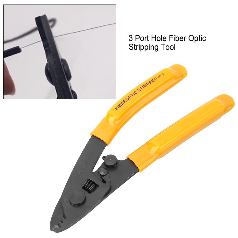 Fiber Optic Stripping Pliers 3 Port Hole Ergonomic Hand Stripper with Hex Socket Wrench