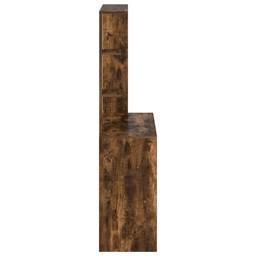 Desk with Shelf Smoked Oak Finish 78.5 x 37 x 154.5 cm