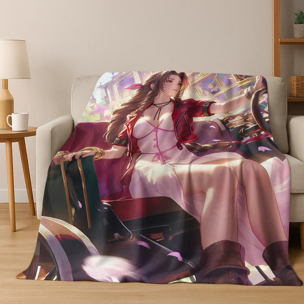 Cartoon Final Fantasy Sephiroth Cloud Tifa Game Flannel Blanket,Warm and Cozy Soft Throw Blanket for Home Bedroom Bed Sofa Kid