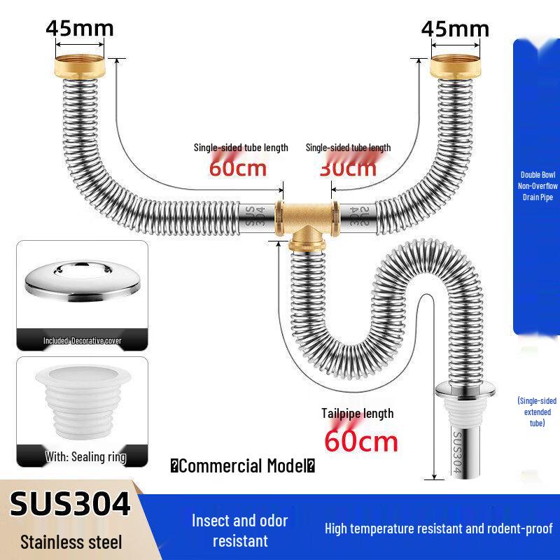 Commercial Stainless Steel Sink Drain Pipe