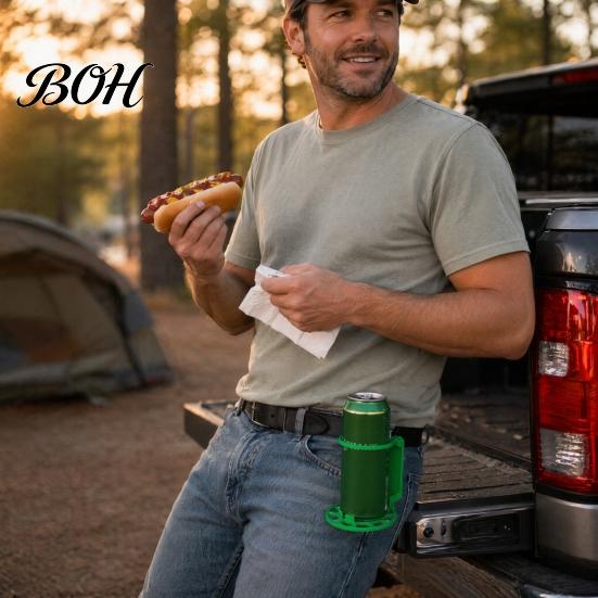 Lightweight Beverage Holder Foldable Belt Holder, Hands Free Drink Carrier Clip for Travel, Portable Cup Caddy Sports Game Hiking Concert Compact