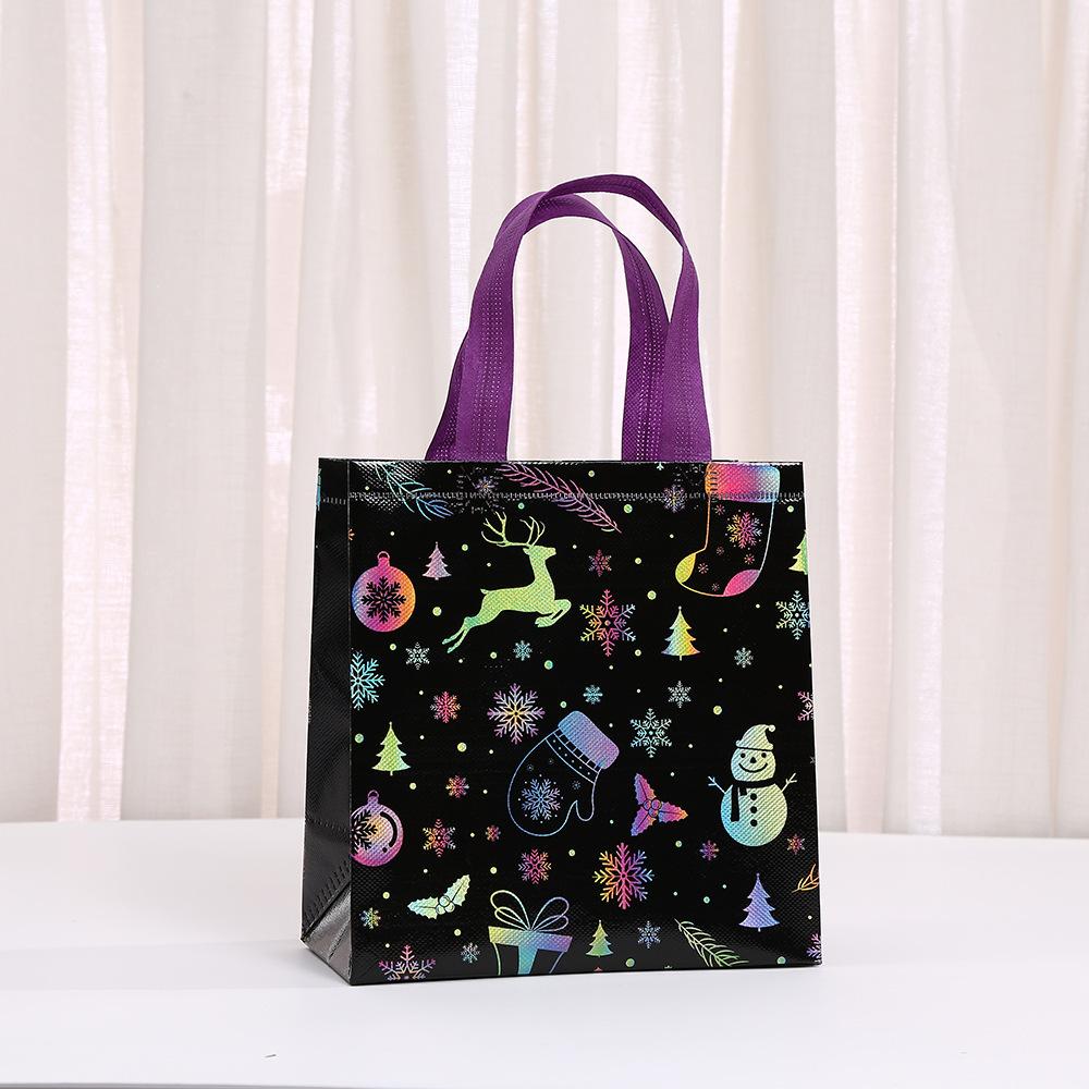 Bolsas StoBag temática navideña bolsas para envolver regalos bolsas para dulces bolsa tote de material no tejido negra colorida para empaquetar caramelos golosinas