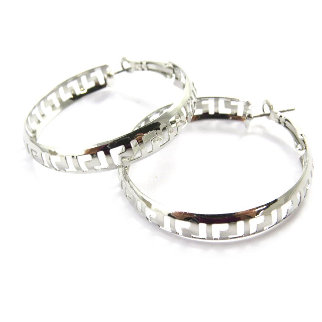 Les Trésors De Lily [L9684] - Silver 'Choréographie' Hoop Earrings Ø 40 Mm 7 Mm