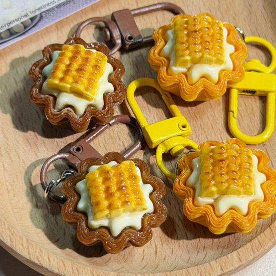 Keychain Pendant Corn Egg Tart Design Mini Size Food Keyring Keys Bags Phone Lanyard Versatile Hanging Ornament