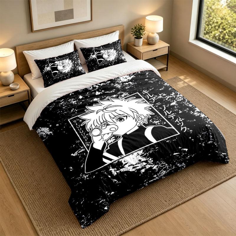 3Pcs Bedding SetHunter X Hunter Soft Bed Sheet and Two Pillowcases Home Bedroom Decor