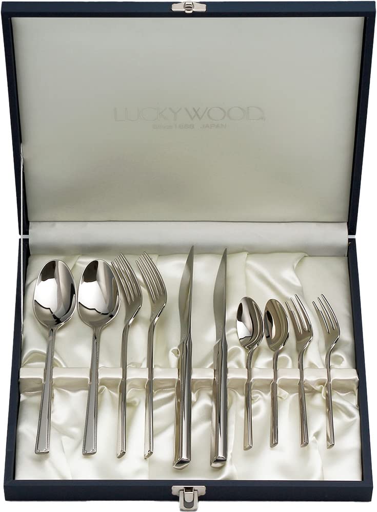

Lucky Wood Romance 10-Piece Dinner Set for Couples, Silver