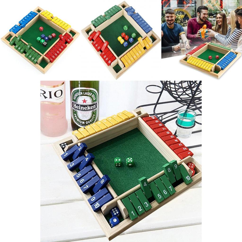 Safe And Durable Family Toy 4-sided Shut The Box Board Game