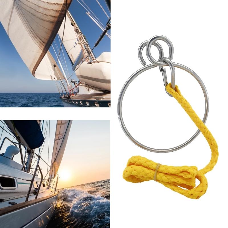 Stainless Steel Boat Sailing Anchors Rings Set Marine Anchors Retrieving System Rings Rope Marine Accessories Quick Install