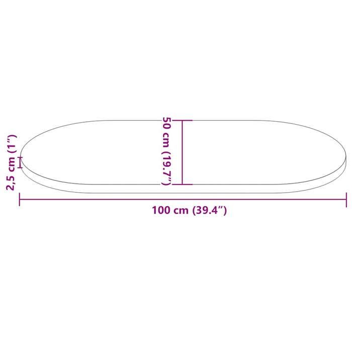 VidaXL Dessus de table blanc 100x50x2,5 cm bois de pin massif ovale 824361