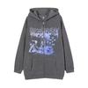 Gothic Style Reißverschluss Übergroßer Hoodie Lässige Farbverlaufsjacke