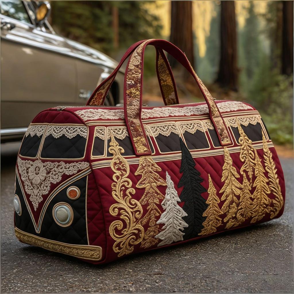 Retro Quilted Travel Bag, Bohemian- Weekend Travel Tote, Large-Capacity Carry- Luggage