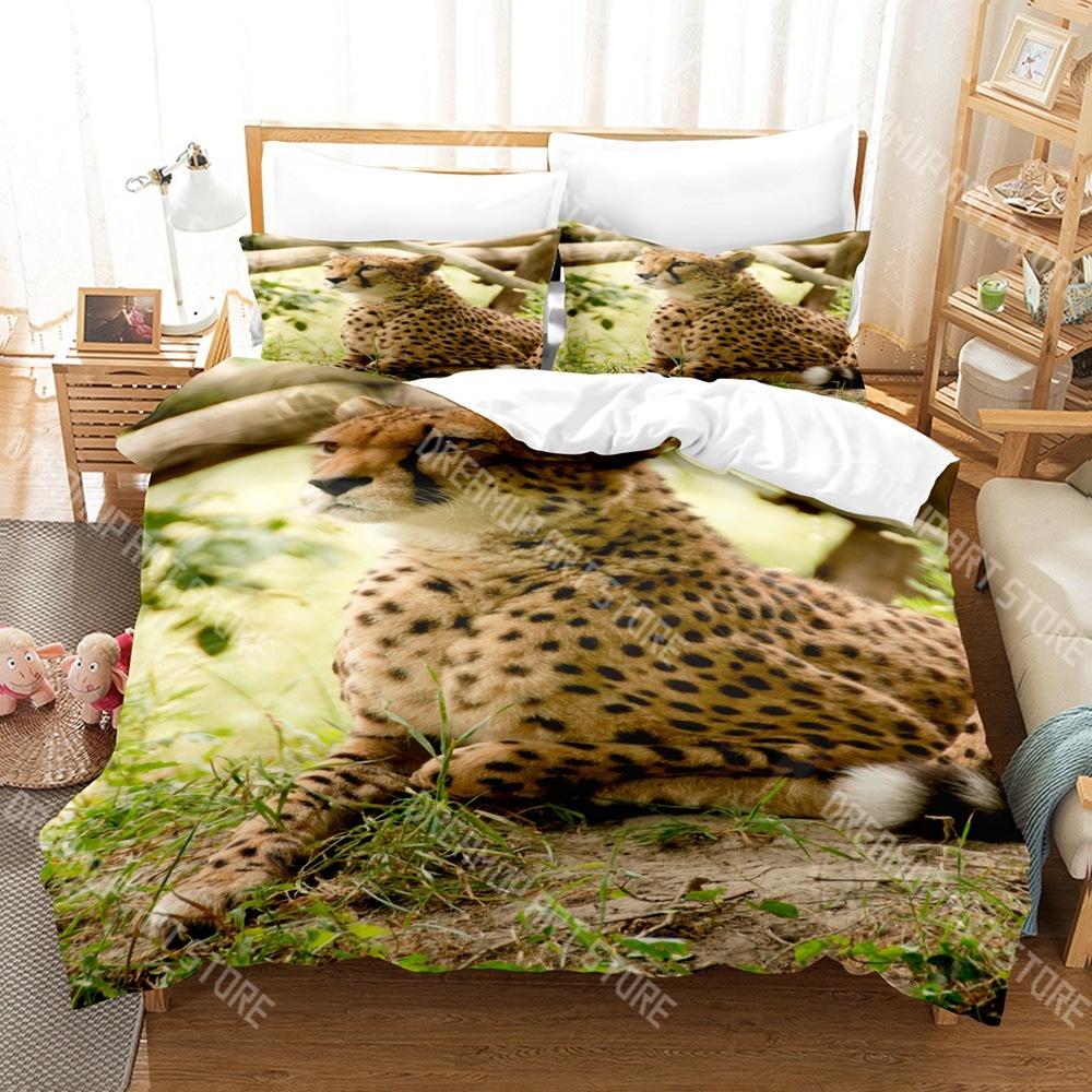Fashion Animal Leopard Bedding Set Single Twin Full Queen King Size Bed Set Kids Bedroom Duvetcover Sets Bed Sheet Set