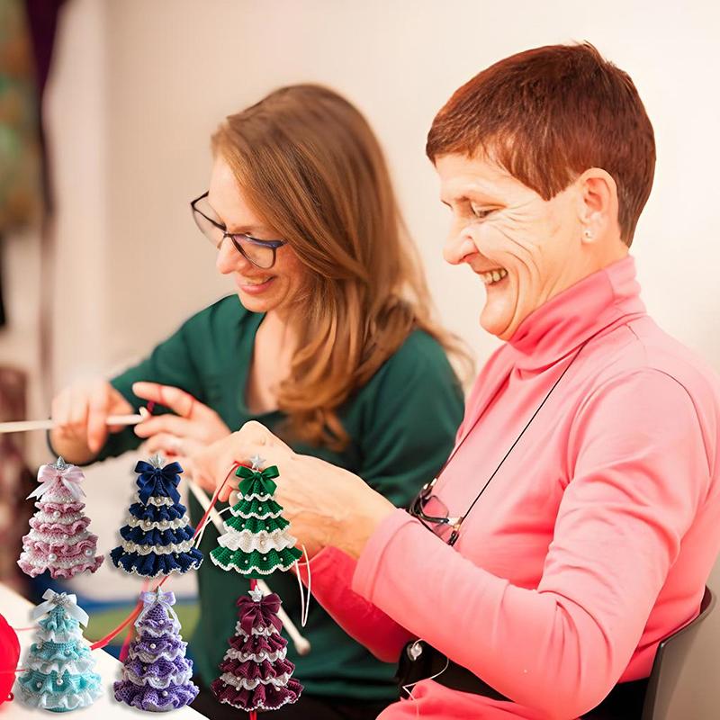 Kendin Yap Tığ İşi Yılbaşı Ağacı Kiti, Yeni Başlayanlar İçin El Yapımı Tatil Süsleme Seti, Ağaç Fiyonk İnci Süslemeli Yılbaşı Partisi