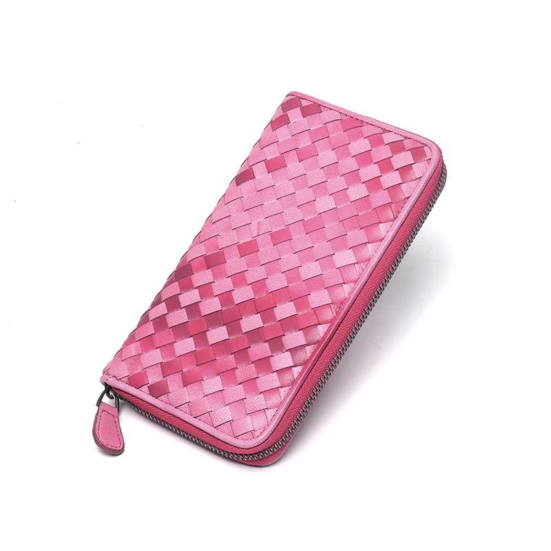 Damen Leder Geldbörse Handgewebte Erste Schaffell Herren Und Damen Geldbörse Brieftasche Lange Clutch