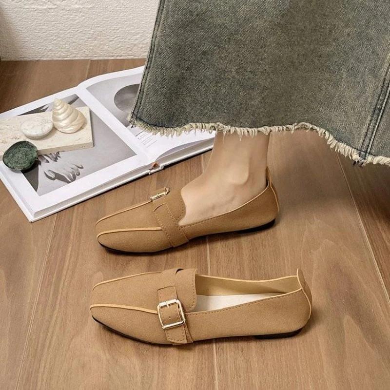 Moccasins Shoes for Women with Straps Square Toe Woman Flats Lastest Beau Today Cheap Liquidation Shoe Casual Vacation Spring 39